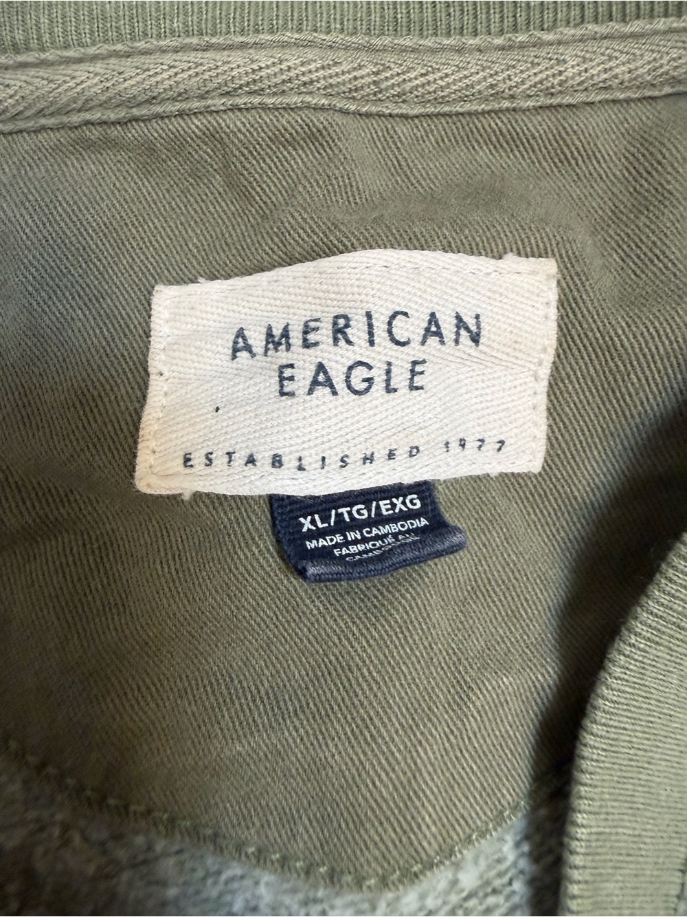 American Eagle Outfitters Olive Green Daisy Crewneck Sweatshirt Sz XL - Picture 4 of 4